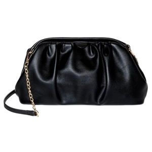 A new day black metal clasp soft clutch purse